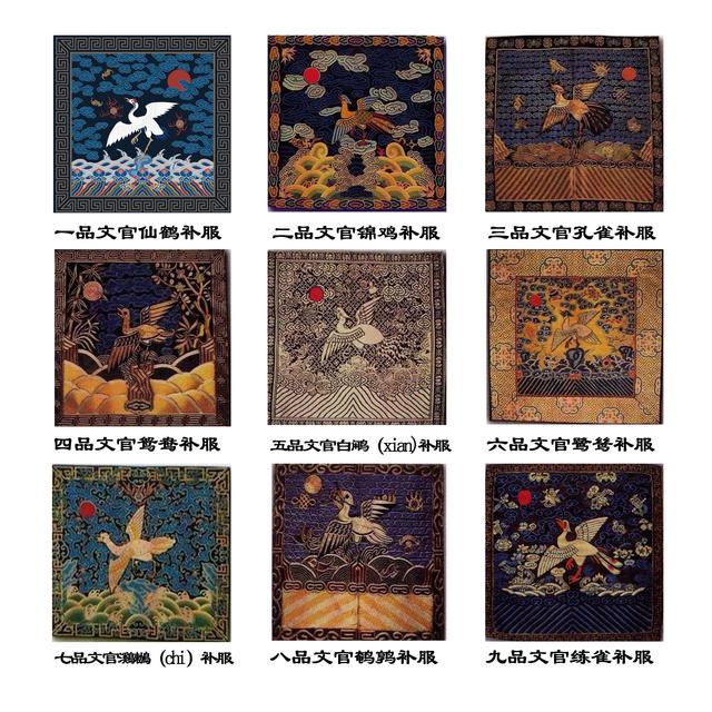 清朝文官品级飞禽图图片