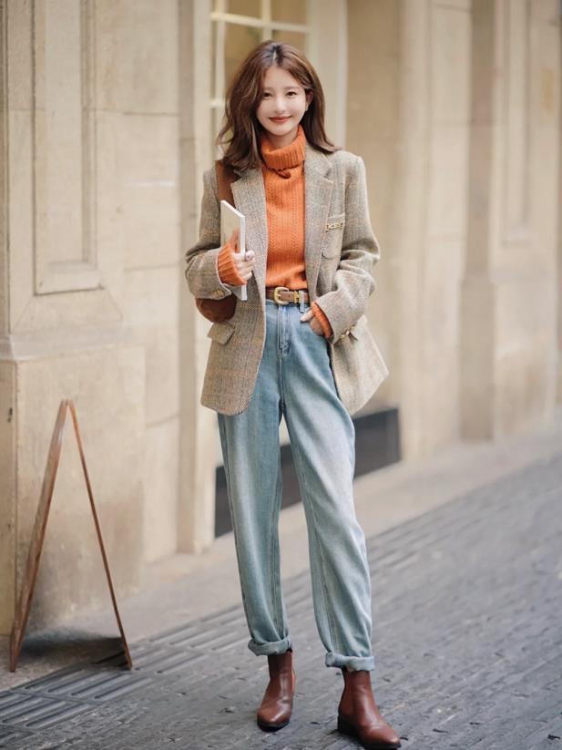 这个秋冬,穿"橘色毛衣"最时髦好看了