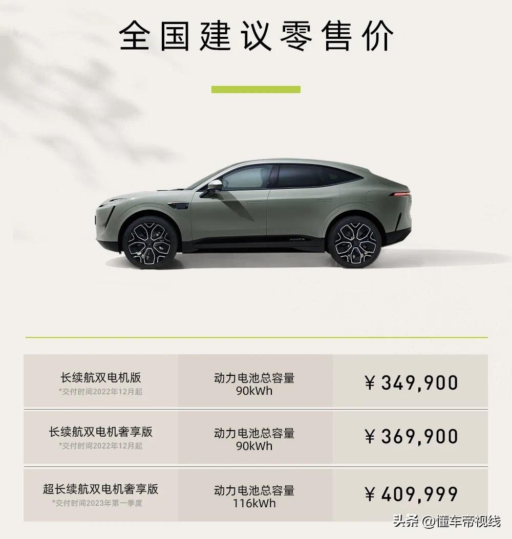 华为汽车2022款最新款价格（34.99万起，阿维塔11配置解读）
